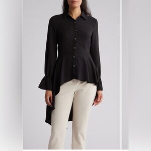 Patrizia Luca Button down shirt dress 1/3 sleeves BLACK